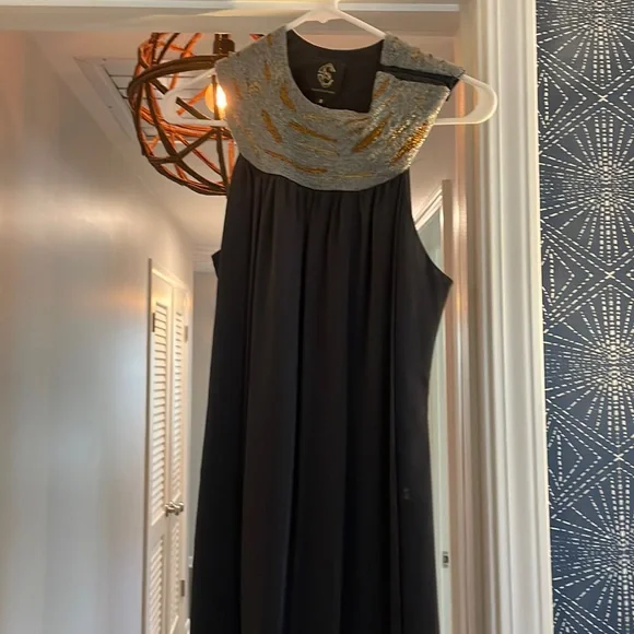 Navy Blue Dress with Gold and Silver Collar | Color: Blue | Size: 6 | Emersonanne1'S Closet